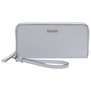 Calvin Klein Leather Zip-Around Gray Wallet NWT